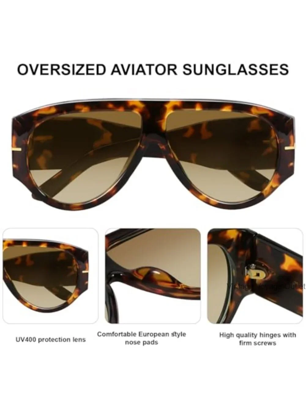 Oversized Aviator Sunglasses Men Women Retro 70s UV400